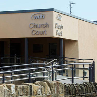 Image of church court entrance.