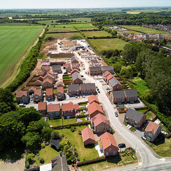 Arial view of properties at Rope Garth, Leven.
