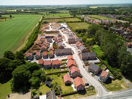 Arial view of properties at Rope Garth, Leven.
