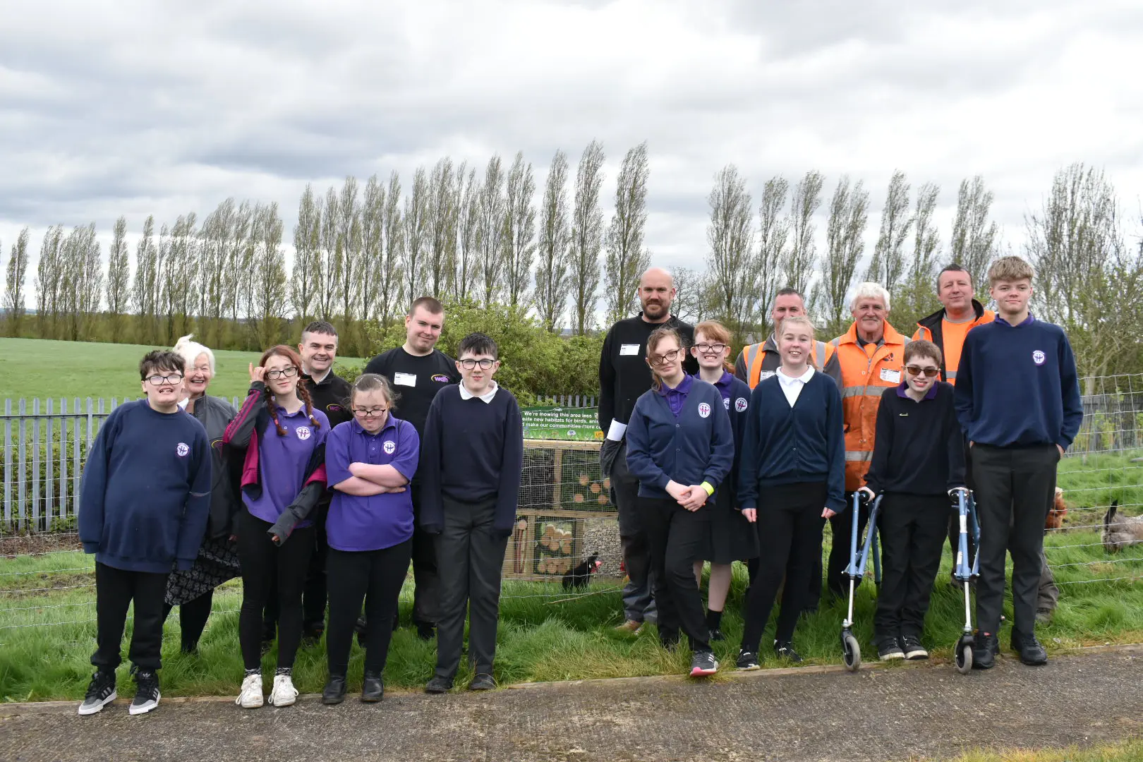 Highfield School pupils with their new bug house