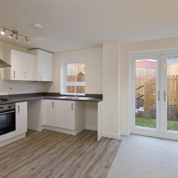 Image showing the kitchen and patio doors of 9 Castlef Garden Street, Pennings Fold.