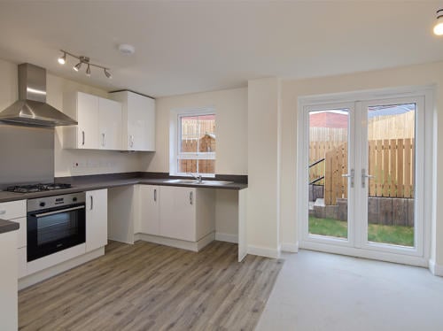 Image showing the kitchen and patio doors of 9 Castlef Garden Street, Pennings Fold.